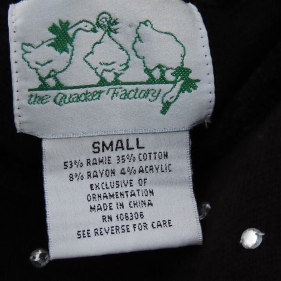 Quaker Factory Snowman Sweater Ugly Christmas Knit Top Rhinestone Black Small - Picture 5 of 7